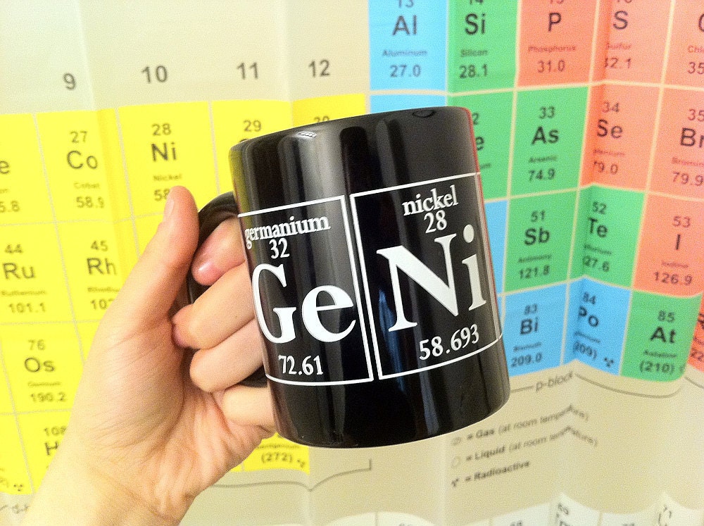 GENIUS Coffee Cup - Periodic Table Coffee Mug by Periodically Inspired - Geek Gifts For Teacher
