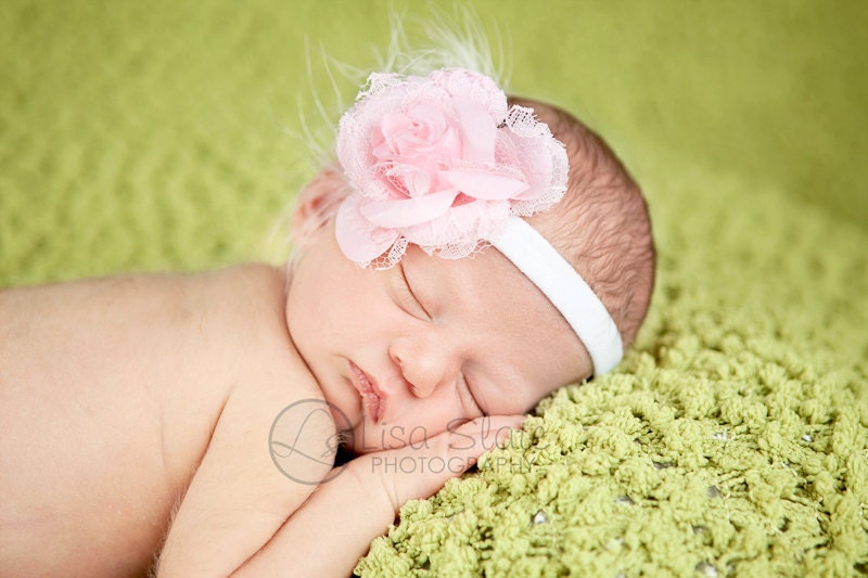 Baby headband, newborn headband, adult headband, child headband and photography prop The single sprinkled- Lacey pink/blue headband
