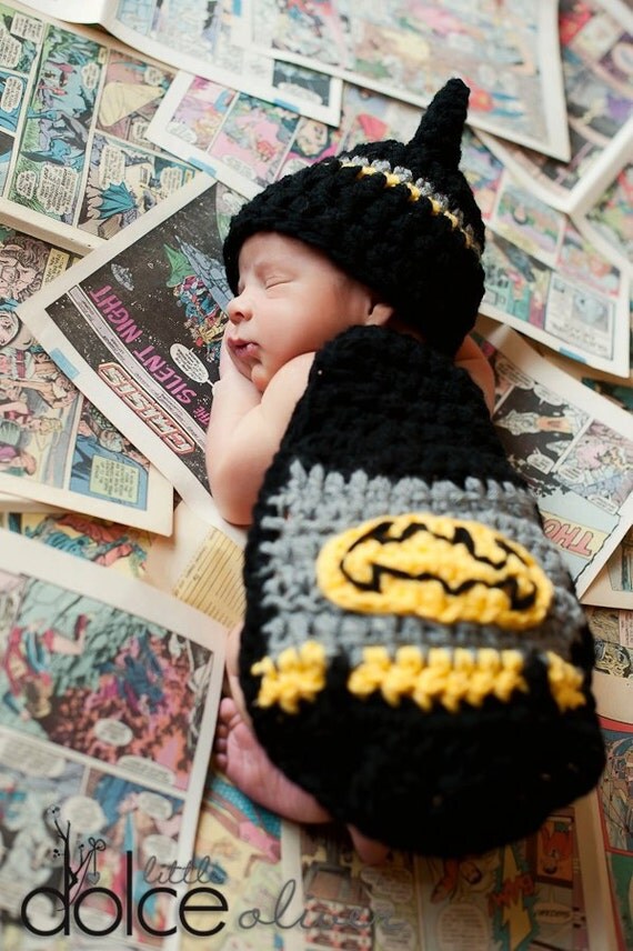 Crochet Batman Hat & Cape Set