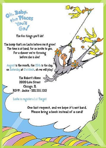 Dr. Seuss, Oh Baby The Places You'll Go,  Baby Shower Invitation -  PRINTABLE INVITATION DESIGN