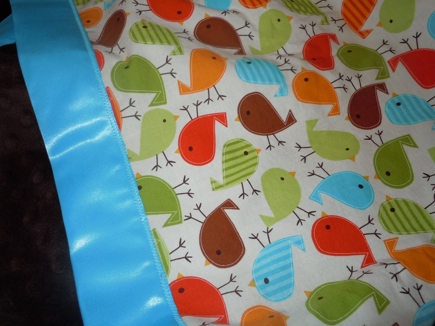 Zoology Birds in Bermuda Minky Binky - Customize size and colors