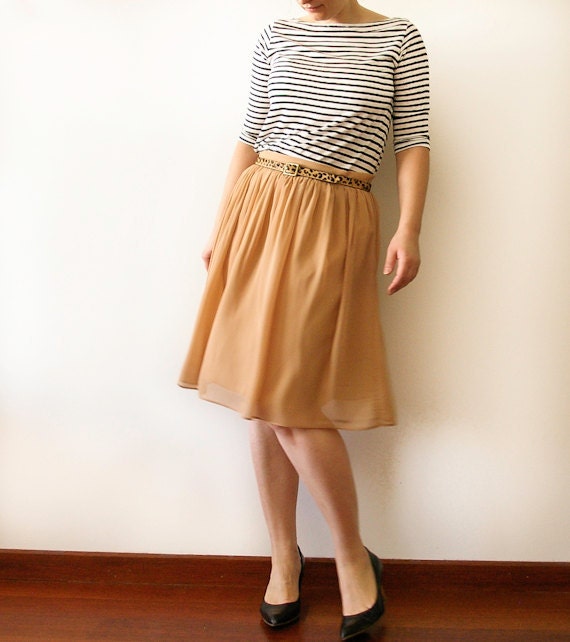 Chiffon skirt, camel skirt , spring skirt