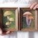 Vintage Paintings - Pair of Miniature Mushroom Still Life Paintings in Wood Frames