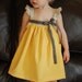 RESERVED Baby Girl Dress  in Yellow Cotton/Gray Linen  12 mo 2T 3T