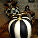 ON SALE Stripe Black White Pumpkin Decor Fall Thanksgiving Halloween