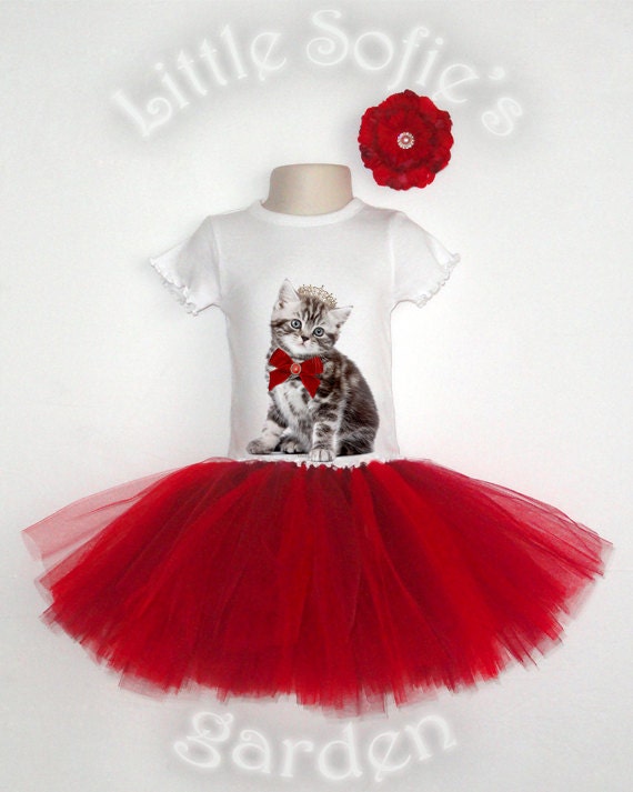 Baby, Toddler Girl, Children T-Shirt, Onesie - Rainbow Kittens, Red, Burgundy, Tutu Outfit, Birthday Outfit, NB - 6T