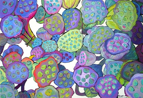 Bulbous Blossoms - a beautiful Art Print inspired by a posie of lotus blossoms in Thailand