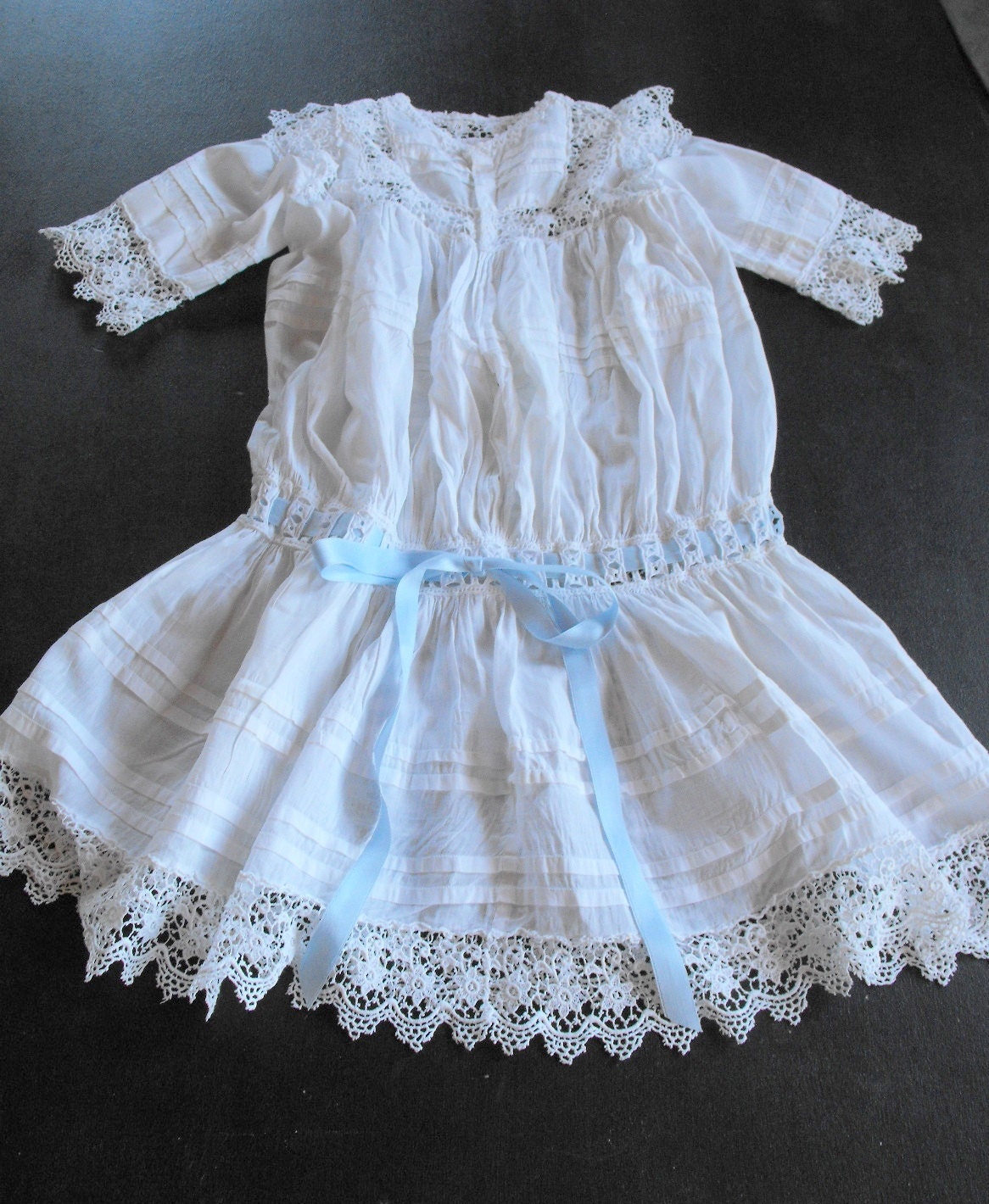 RESERVED FOR NAOMI Victorian Dress Girl of 2 to 4 Vintage French with Lots of Lace and Tucks