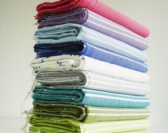 Turkish BATH Towel - Classic Peshtemal - Red striped