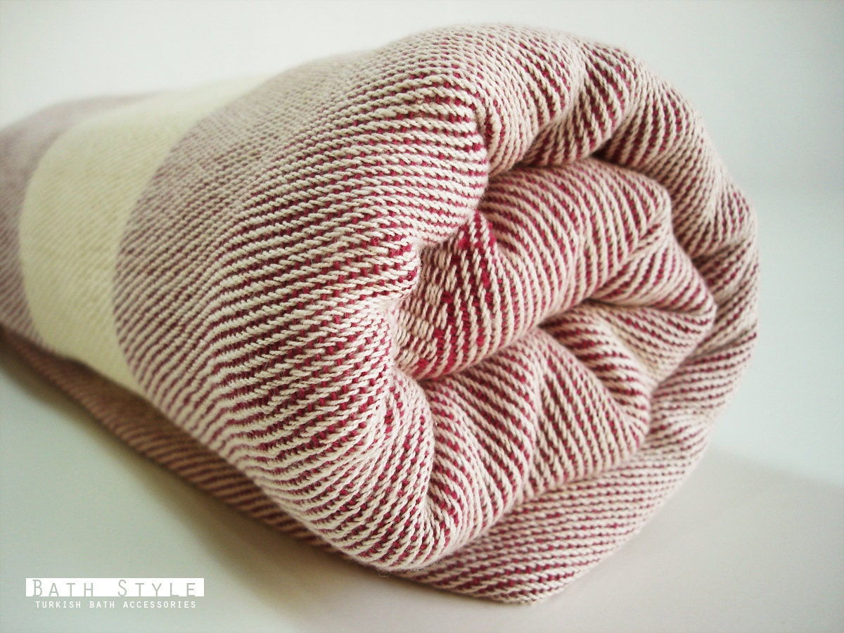 Turkish BATH Towel Peshtemal and Peshkir Set - SOFT - Claret Red