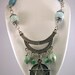 Wiccan Amazonite Pewter Pentacle Pentagram Necklace
