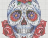 Handmade Sugar skull day of the dead Counted Cross Stitch Pattern PDF Hand Embroidery Needle Point