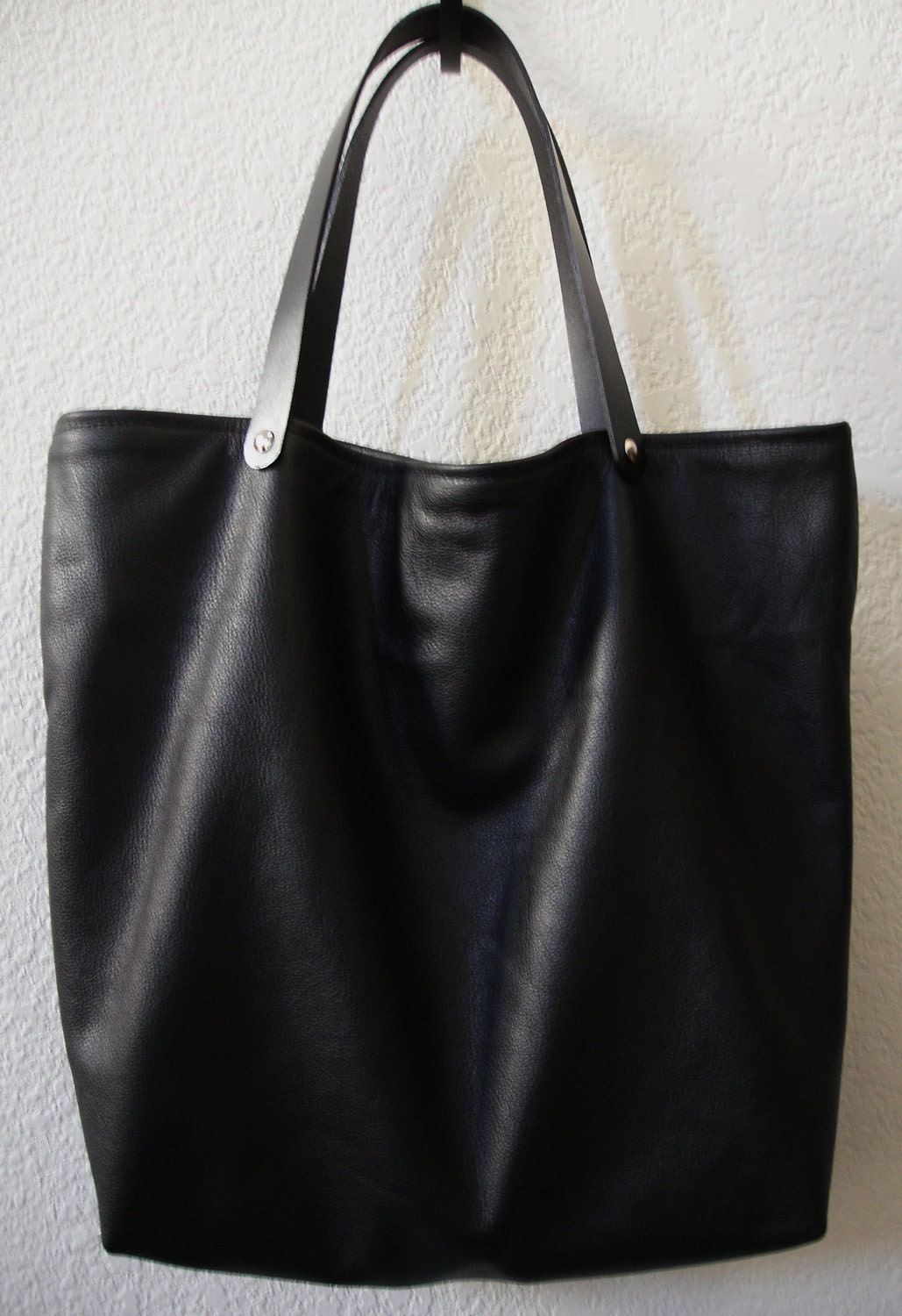 Large Classic Black pebbled Calfskin Tote Bag handbag
