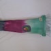 Upcycled blue jean tie dyed Pillow with vintage patch green purple OOAK
