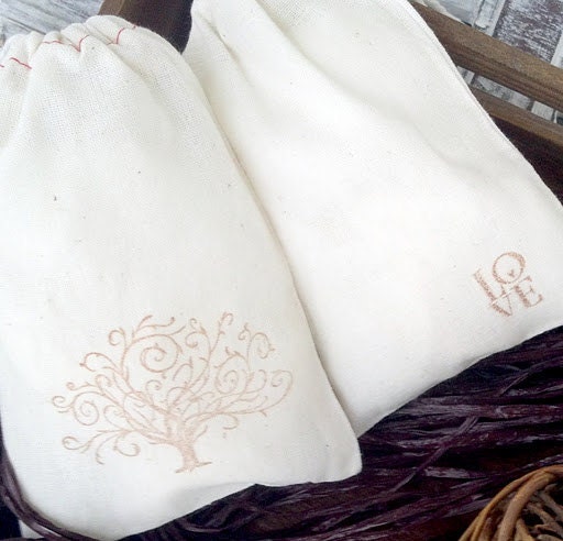 3 Muslin Favor Bags - Organic 4x6 gift bags Great for Weddings