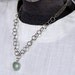 Vintage Jade Heart Charm on an up-cycled Single Triple Chain Silver in color