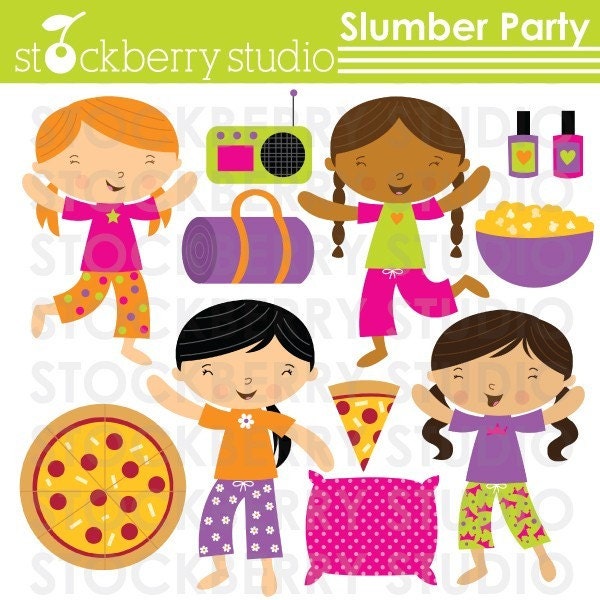 Slumber Party Personal and Commerical Use Clipart Set - Instant Download Il_570xn