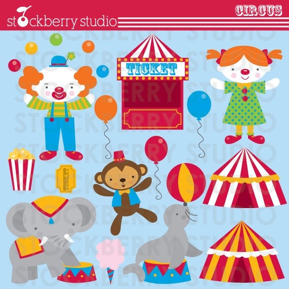 Circus Personal and Commerical Use Clipart Set Il_570xn