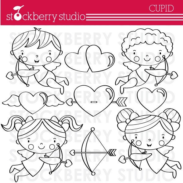 Cupid Digital Stamp Set - Valentine's Day Il_570xn
