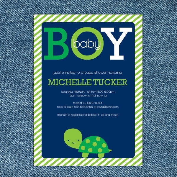 Turtle Baby Shower Printable Invitation Il_570xn