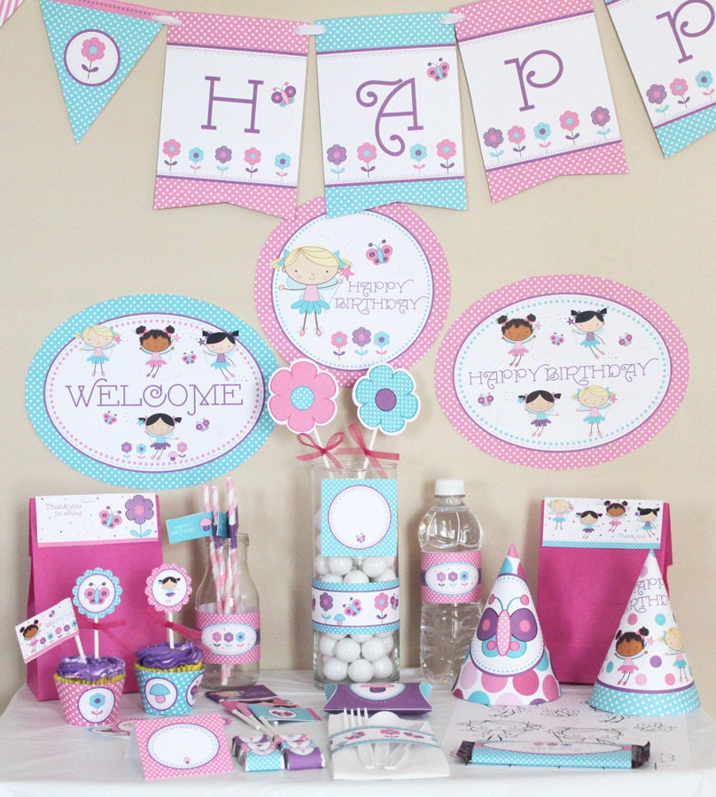Stick Figure Fairies Birthday Printable DIY Party Kit - INSTANT DOWNLOAD Il_570xn