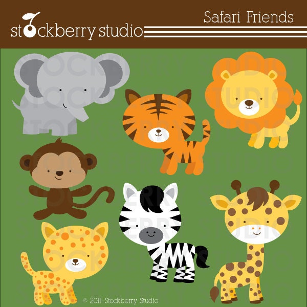 Safari Animals Personal and Commercial Use Clipart Set - Instant Download Il_570xn