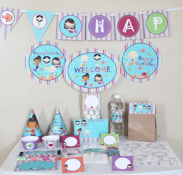 Mermaid Birthday Printable Party Kit -INSTANT DOWNLOAD Il_570xn