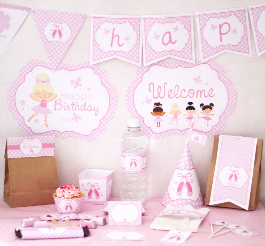 Pink Ballerina Birthday DIY Printable Party Kit by Stockberry Studio - INSTANT DOWNLOAD Il_570xn