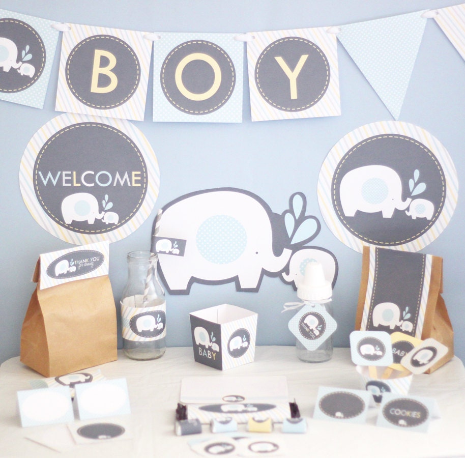 Elephant Boy Baby Shower Printable DIY Party Package - Instant Download Il_570xn