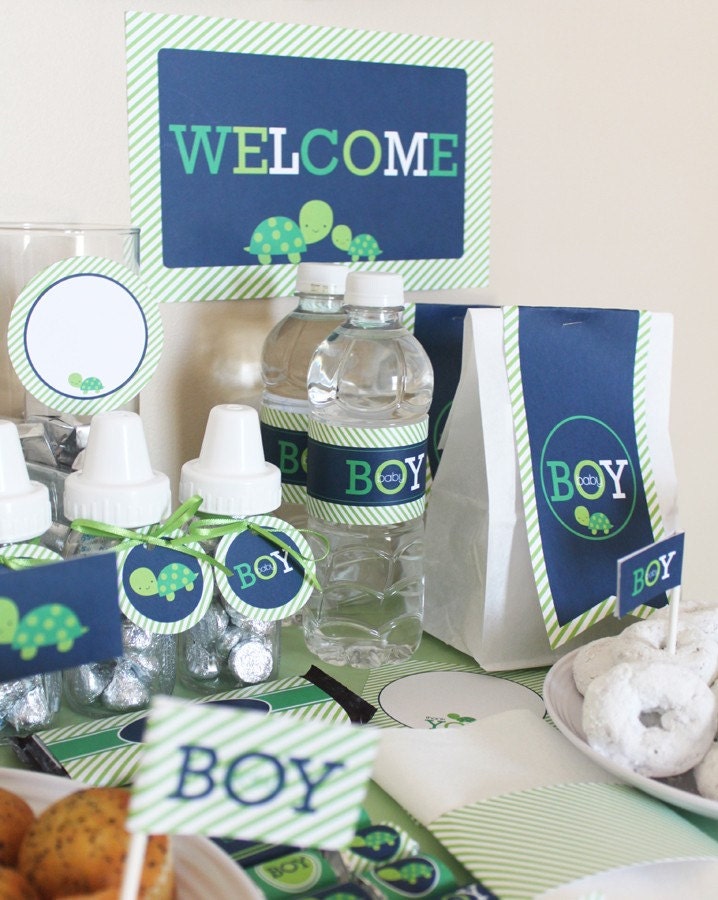 Turtle Boy Baby Shower Printable Package - Instant Download