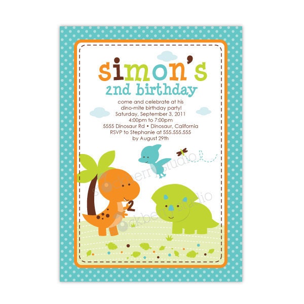 Dinosaurs Printable DIY Birthday Party Invitation
