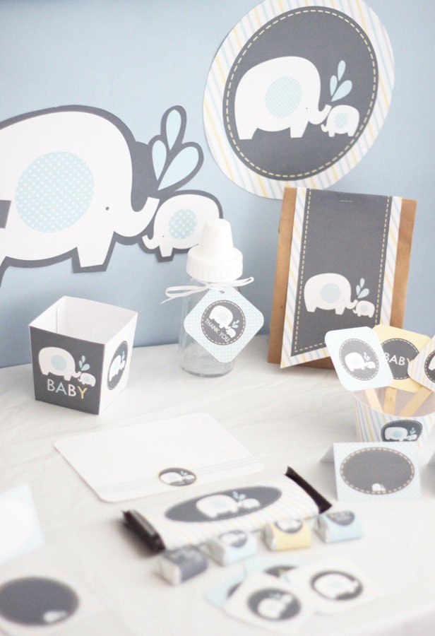 Elephant Boy Baby Shower Printable DIY Party Package - Instant Download