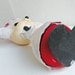 Vintage Santa Claus Mouse Mid Century Flocked Santa Figurine Doll Christmas Decor White Red Plaid Clothes Hat Christmas Doll