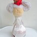 Vintage Santa Claus Mouse Mid Century Flocked Santa Figurine Doll Christmas Decor White Red Plaid Clothes Hat Christmas Doll