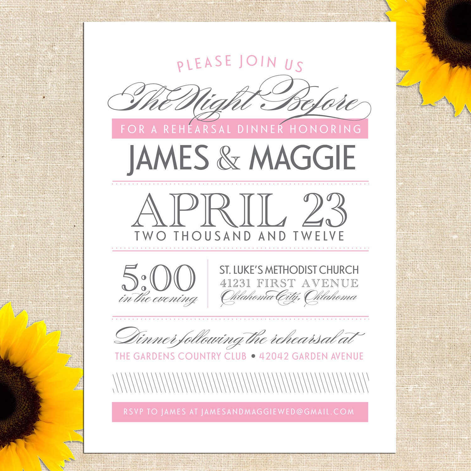 DIY PRINTABLE Maggie Rehearsal Dinner Invitation