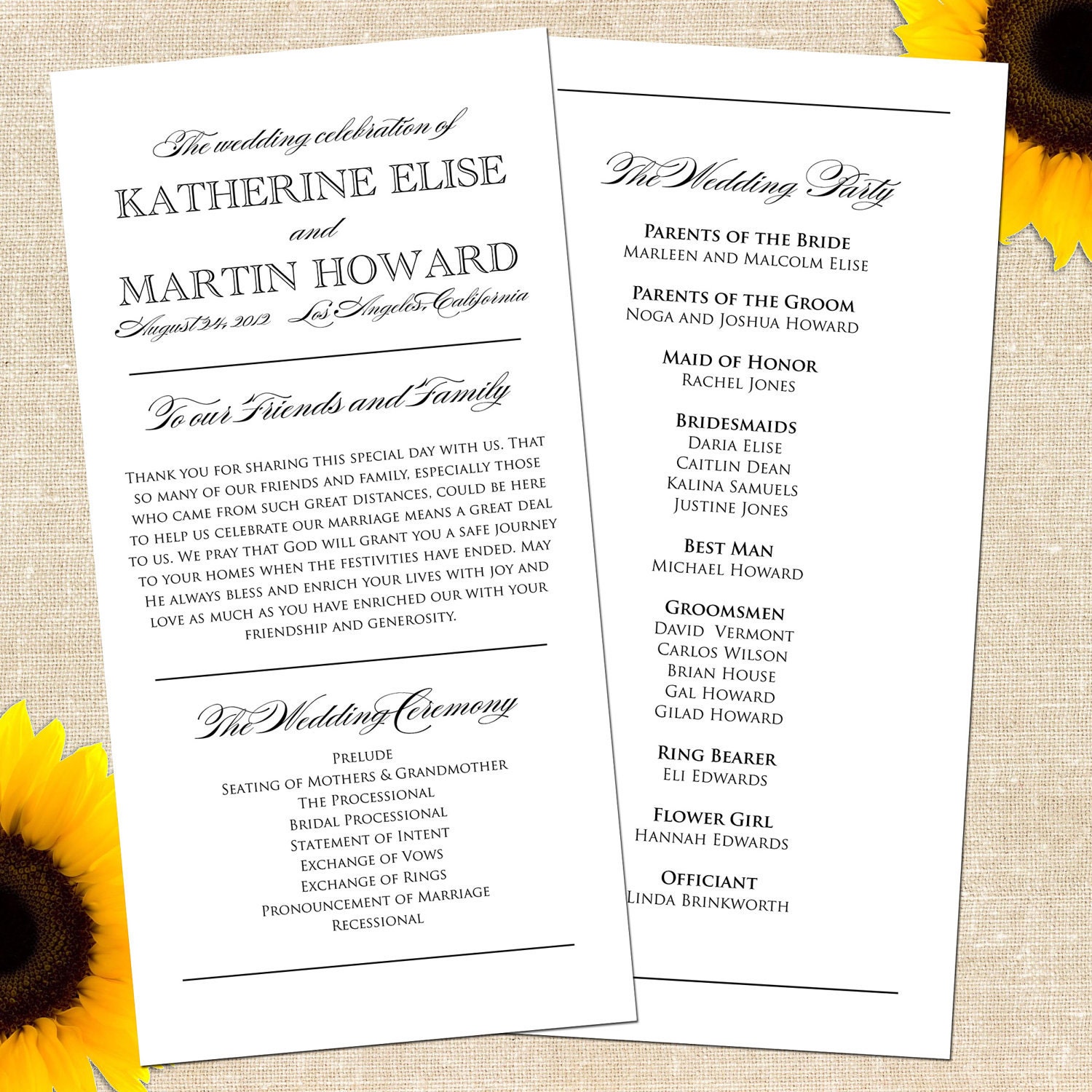 Manhattan Wedding Program DIY PRINTABLE