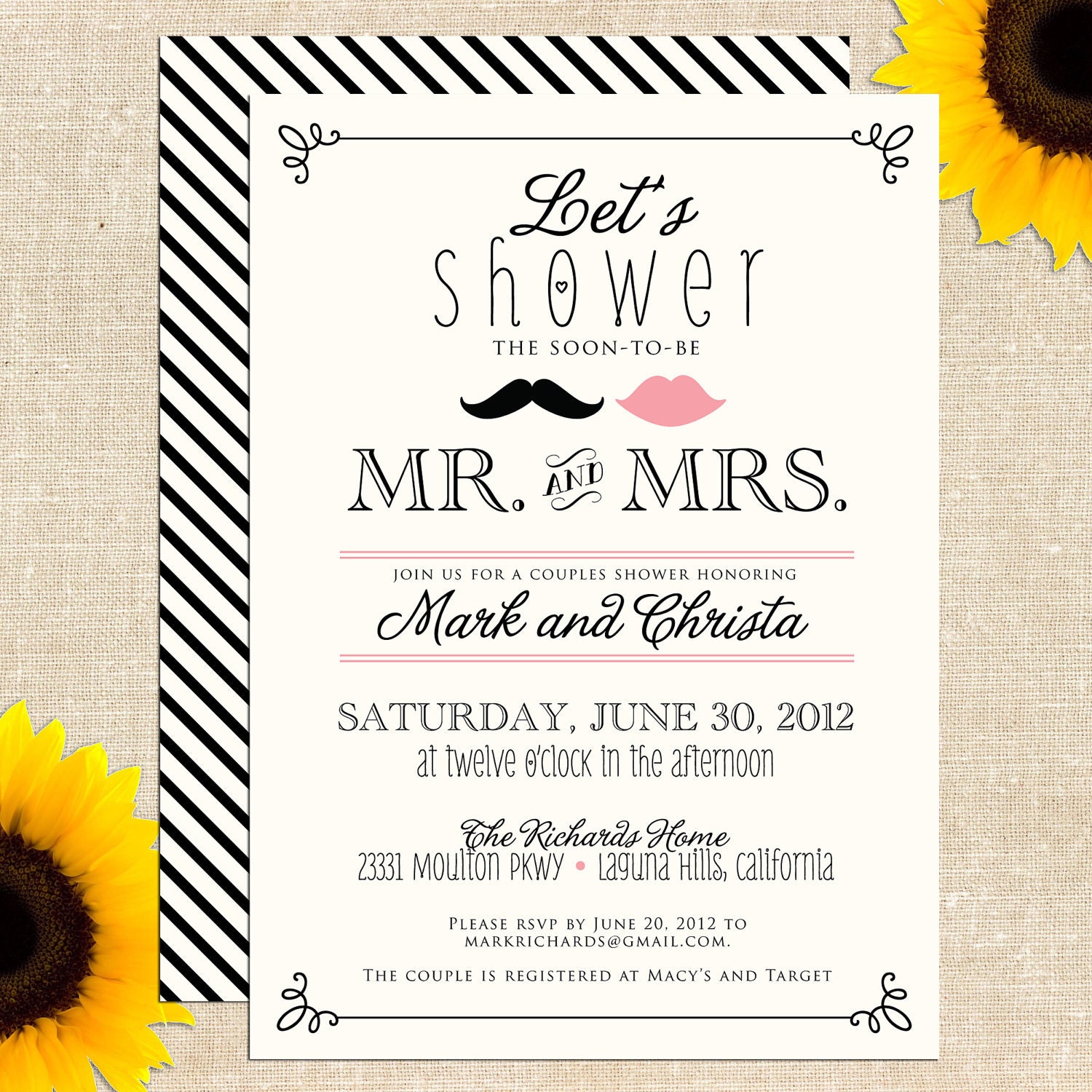 Vintage Mr. and Mrs. Couples Shower Invitation DIY PRINTABLE