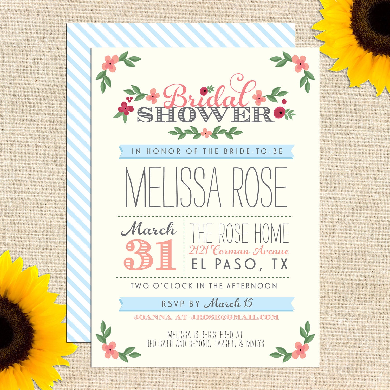 Whimsy Bridal Shower Invitation DIY PRINTABLE