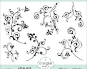 Flower Flourish Swirl Decorative clip art (CA180)