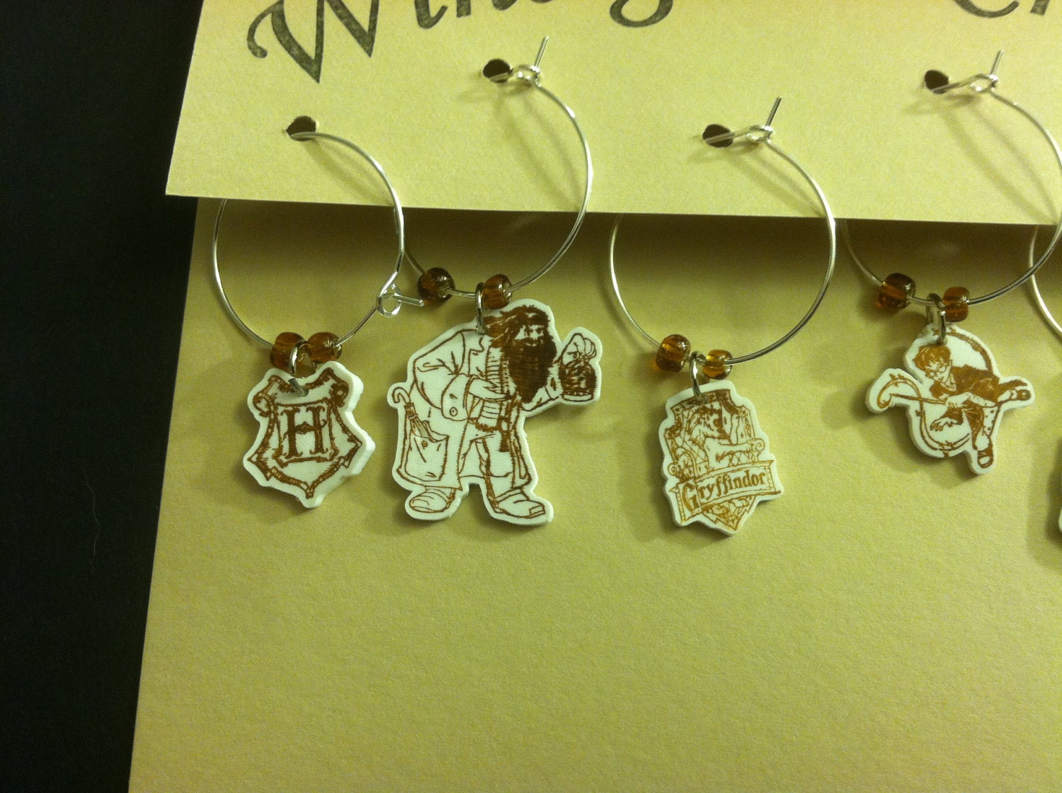 Harry Potter Book Art Wineglass Charms set of 6