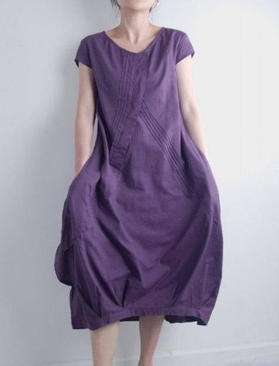Flowers' Language/Pleated Asymmetrical linen long dress/15 colors/ custom made