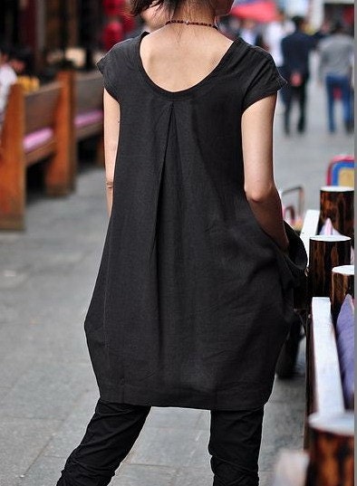 Hope/two collars two sides unique pockets blouse/3 colors/custom made
