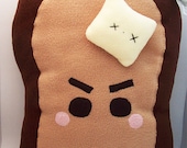 Angry Toast, Love Bread, Surprised Bacon, or Shy Apple Pillows Kawaii Breakfast Plush Toys