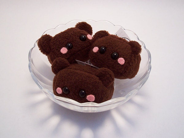 Baby Teddy Chocolate Truffle Bear Plushie Key chain kawaii stuffed toy in brown fleece