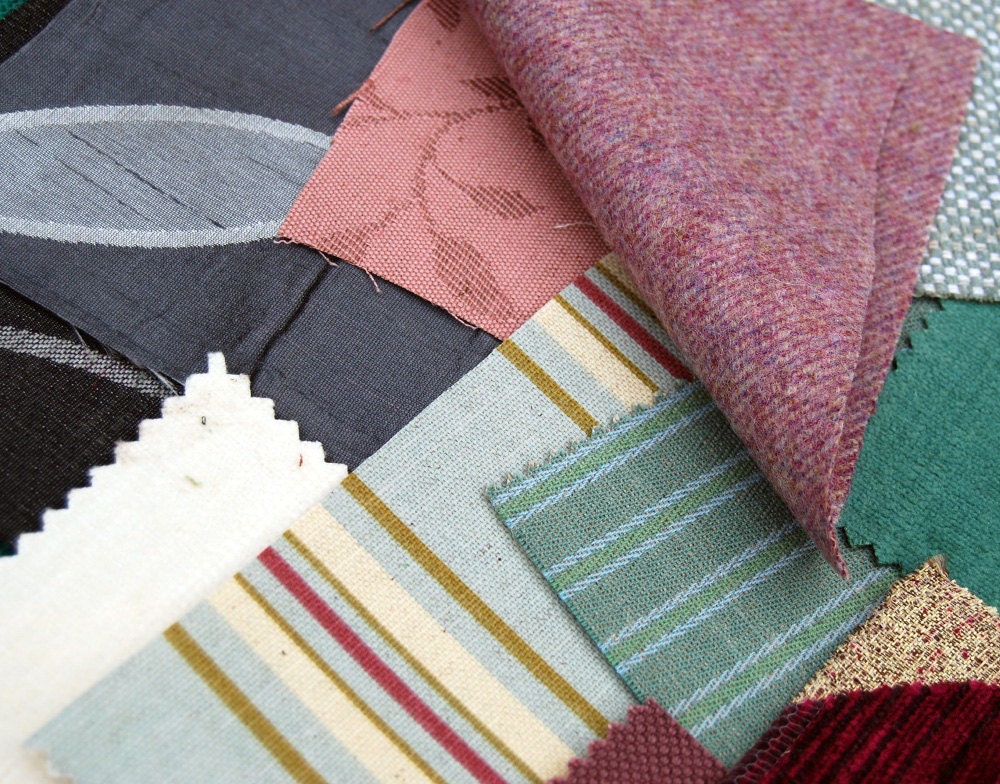 Cold colours selection of fabrics 150 x 150 mm