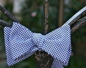 Navy Checked Bow Tie