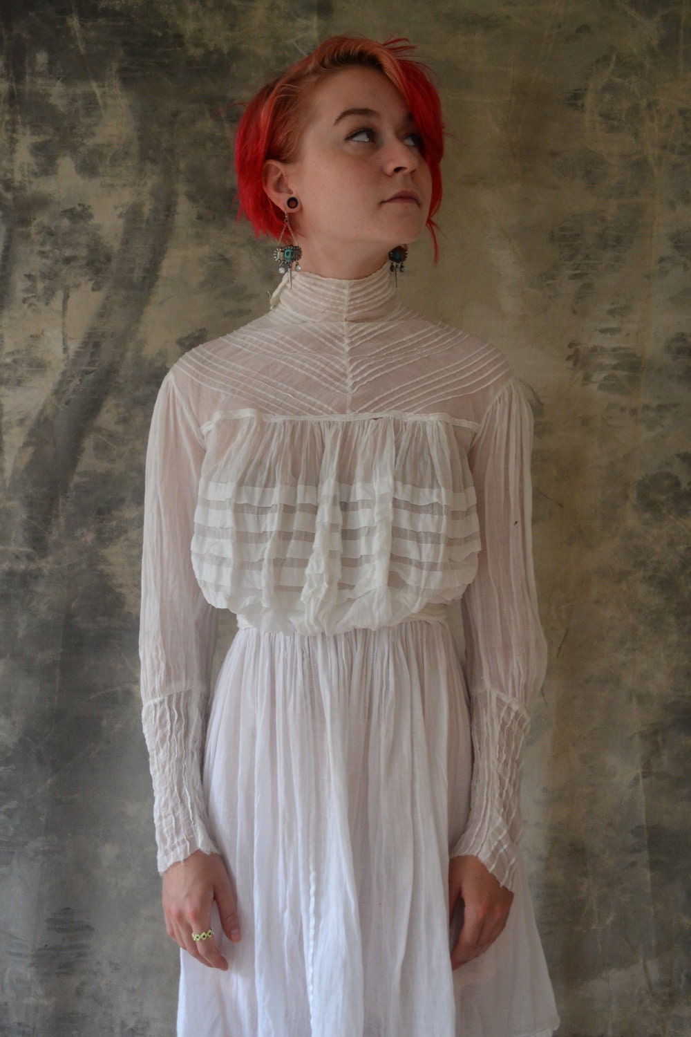 Pleated cotton victorian blouse