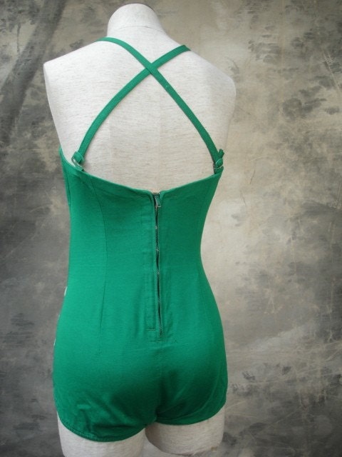 1950s Cotton Bathing Swim Suit Romper