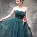 50s forest green tulle gown
