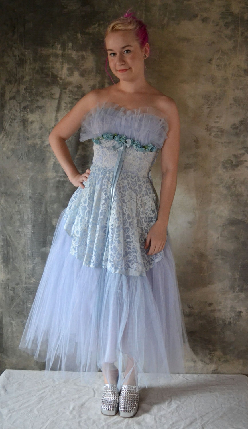 1950's Tulle Periwinkle Party Dress
